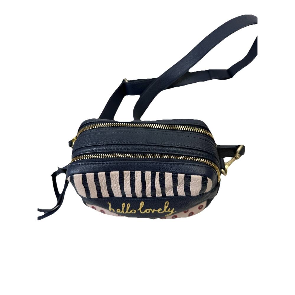 Radley London Hello Lovely Navy Grey Leather Small Crossbody Bag Luxury Dual zip - Picture 3 of 16
